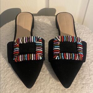Something Navy Black Beaded suede Women's Mules